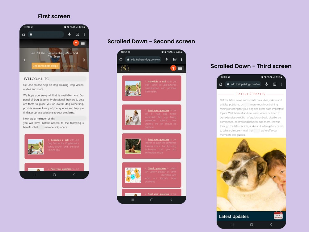 Before shown on three screens. Main screen and two screens scrolled down fro mthe main screen.